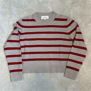 THE GREAT. Women's Crew Neck Sweater - Red and Tan Stripes